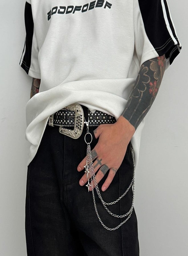 Eason1874 Star Pants Chain for Men&Women Punk Chain Belt Jeans Jewelry Accessory Multi-Layer Hip Hop Metal Wallet Chain Emo Accessories (Star B) - Image 5